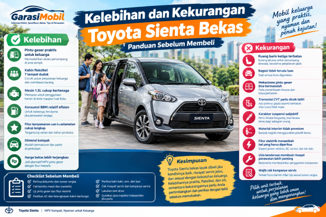 Kelebihan dan kekurangan Toyota Sienta bekas untuk mobil keluarga